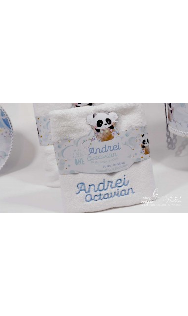 Trusou de botez cu ursuletul Panda ursul polar si baloane de aer cald Panda 5